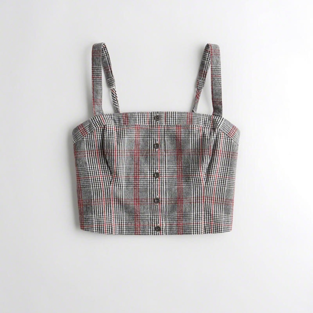 Hollister Grey Button Front Crop Top - Picture 2 of 4